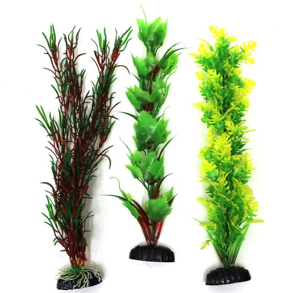 3-Piece Pack of Plastic Fish Gear Aquarium Plants with 16-Inch Height