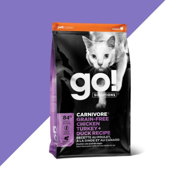 Go! Solutions Carnivore Grain-Free Dry Cat Food with Chicken, Turkey, and Duck Recipe for Optimal Feline Health