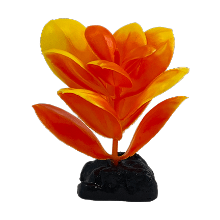 Vibrant Orange & Yellow Plastic Anubias Betta Plants Set of 3