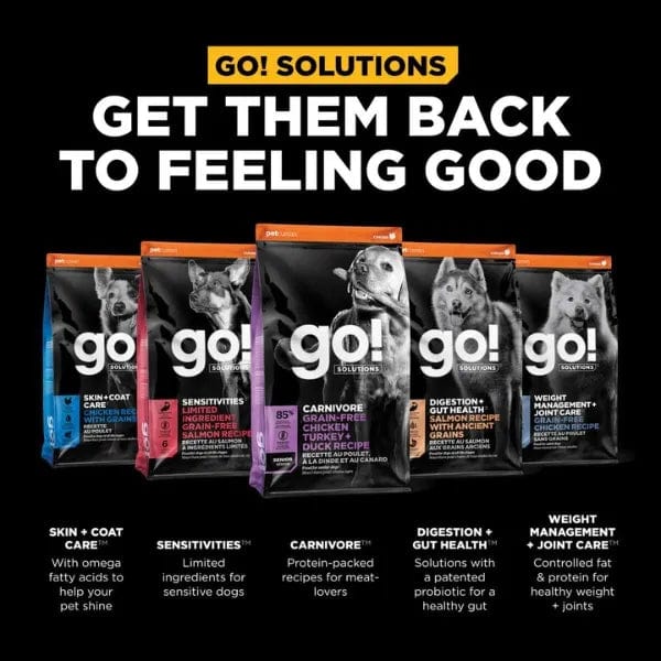 Go! Solutions Premium Carnivore Grain-Free Dry Dog Food Recipe with Chicken, Turkey & Duck for Senior Dogs