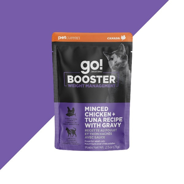 Go! Solutions Booster Wet Cat Food for Weight Management - Minced Chicken and Tuna with Gravy