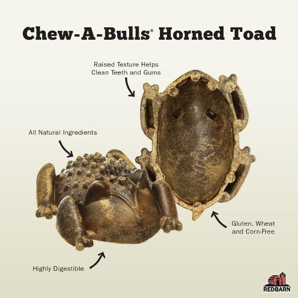 RedBarn Single All - Natural Chew - A - Bulls Horned Toad - Shaped Dog Treat for Daily Dental Care