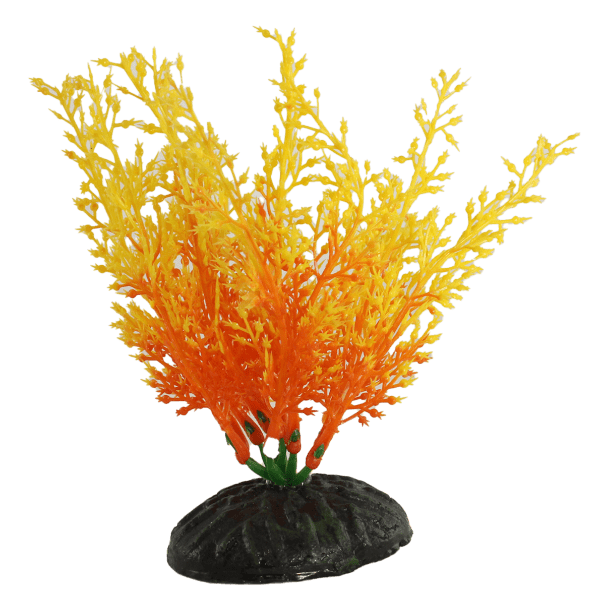 Vibrant Orange & Yellow Plastic Betta Wisteria Fish Gear Plants (4 Pieces)