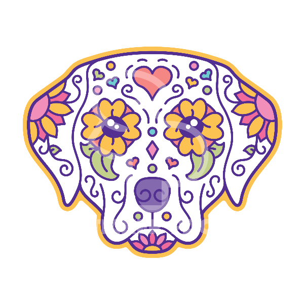 Large Sugar Skull Dog Sticker Pack with Matte Finish
