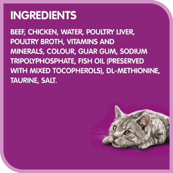 Whiskas Single - Serve Perfect Portions Wet Cat Food with Beef Pâté Flavor