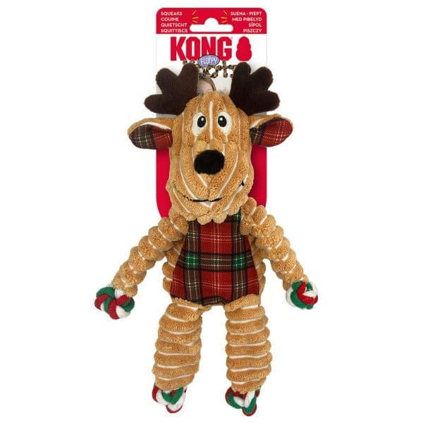 KONG Small/Medium Holiday Reindeer Floppy Knots Dog Toy for Active Play