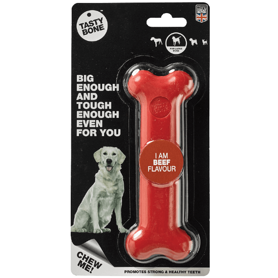 Delicious TastyBone Nylon Chew Bone with Beef Flavour for Dogs of All Sizes