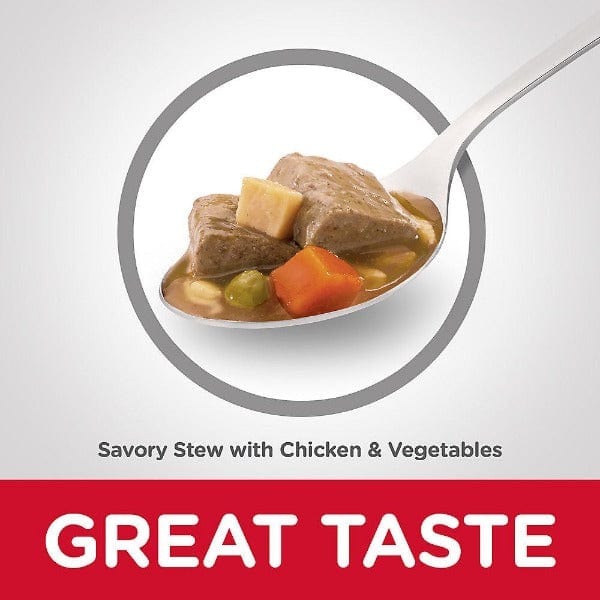 Hill's Science Diet Canned Adult Dog Food for 7+ Years Old - Savory Stew with Chicken and Vegetables, 12.8 Ounces