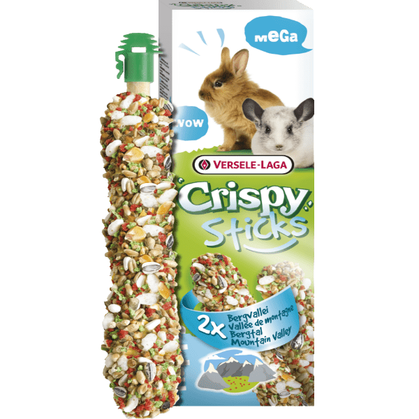 Versele-Laga Oven-Baked Crispy Megasticks Snack for Pet Rabbits and Chinchillas with Mountain Valley Flavor