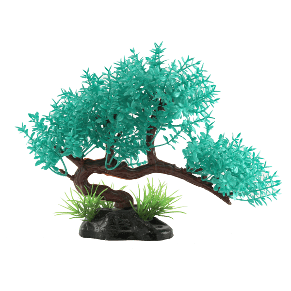 Teal Plastic Aquarium Decorative Bonsai Tree Fish Gear