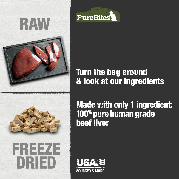 PureBites Premium Freeze - Dried American Beef Liver Treats for Cats, 44g Package