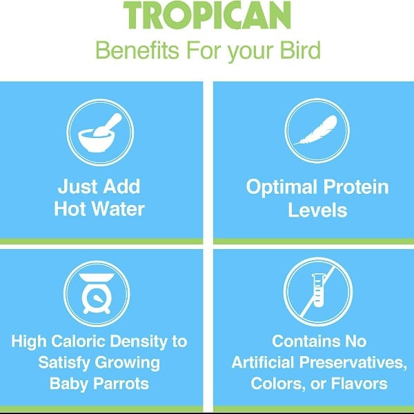 Tropican Premium Hand-Feeding Formula Specially Designed for Parrots