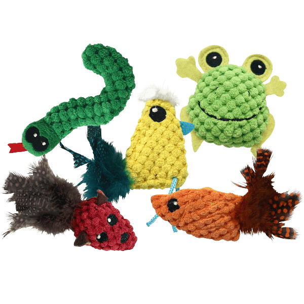 Multipet Assorted Animal - Shaped Knobby Knits Cat Toy Collection