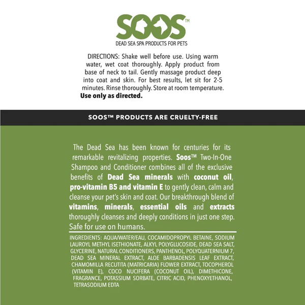Soos Pets All - in - One Natural Pet Shampoo & Conditioner for All Hair Types
