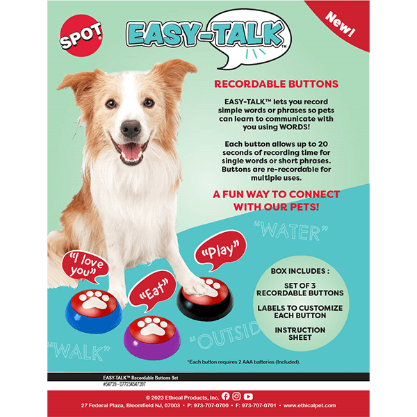 Spot Easy-Talk Voice-Recordable Communication Buttons for Dogs and Cats