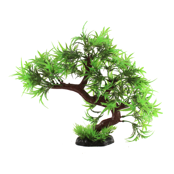 Green Spiked Leaf Plastic Bonsai Tree for Fish Gear Aquarium