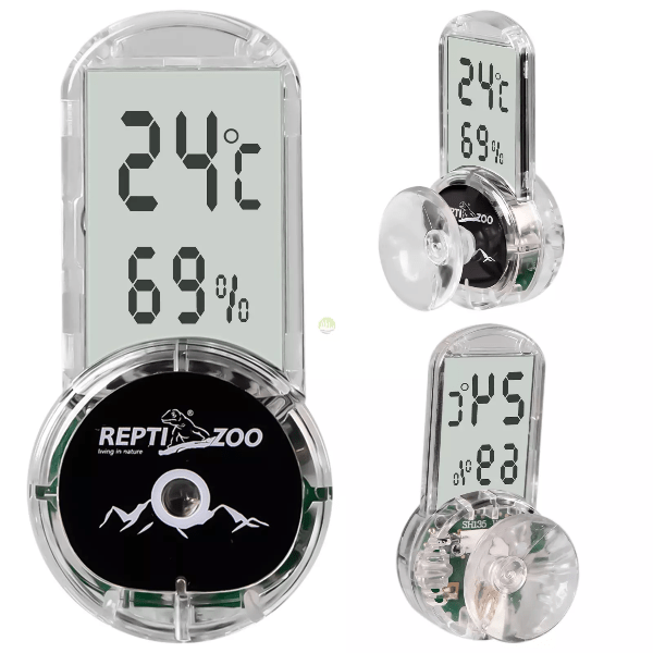 Reptizoo Four-Sided Mountable Thermo-Hygrometer for Terrariums