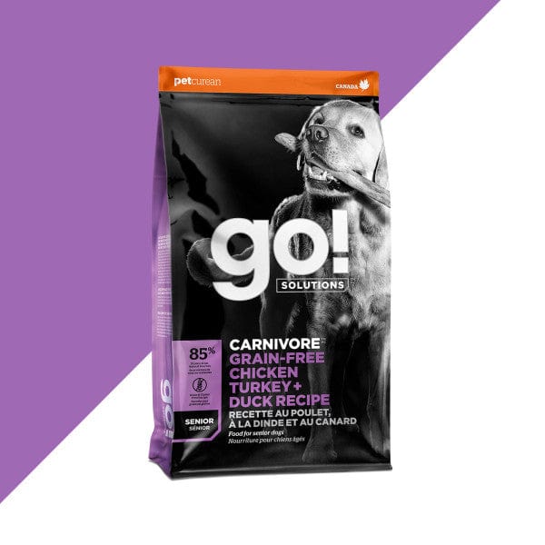 Go! Solutions Premium Carnivore Grain-Free Dry Dog Food Recipe with Chicken, Turkey & Duck for Senior Dogs