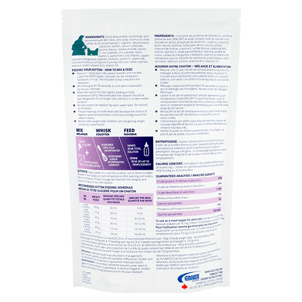 Grober Pets Premium KittenGro Milk Replacer for Newborn Kittens' Optimal Growth