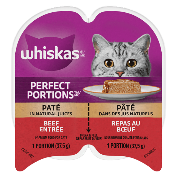 Whiskas Single - Serve Perfect Portions Wet Cat Food with Beef Pâté Flavor