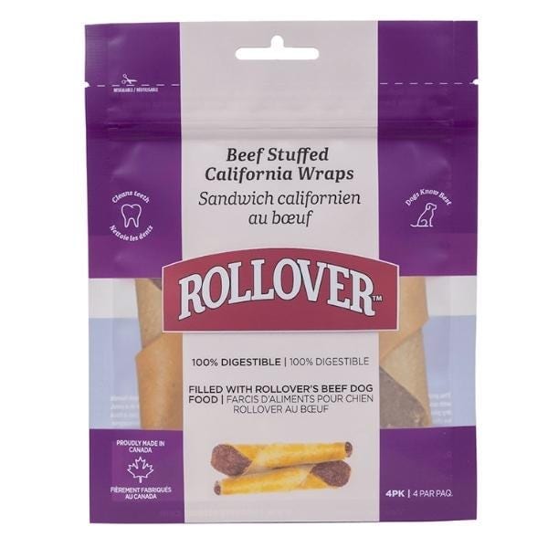 Healthy Beef-Stuffed Rollover Porkhide Wraps Dog Treats