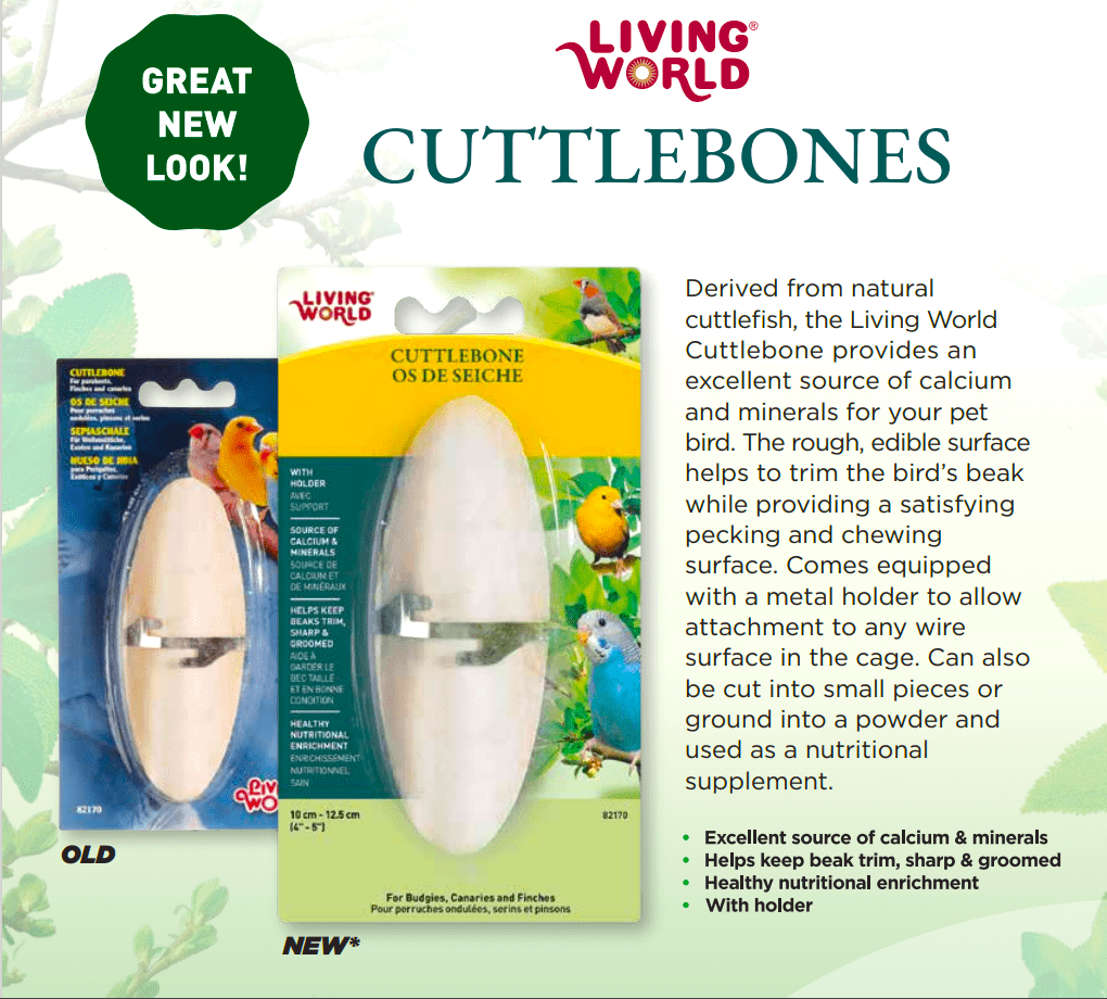 Living World Natural Cuttlebone with Metal Holder for Pet Birds