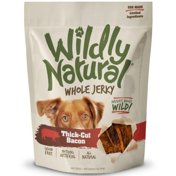USA-Sourced Wildly Natural Whole Bacon Jerky Strips, Healthy Dog Treats