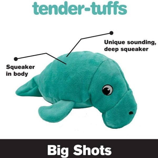 Tender-Tuffs Soft and Durable Big Shots Manatee Plush Toy for Dogs