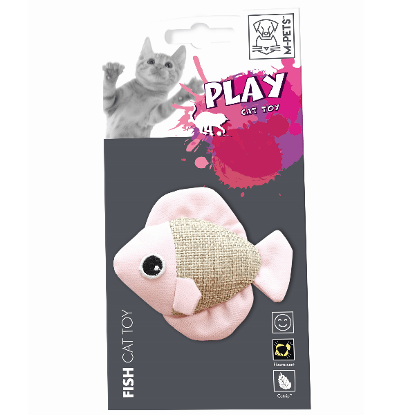 M-PETS Interactive Play Fish Cat Toy with Fluorescent Fabric and Catnip