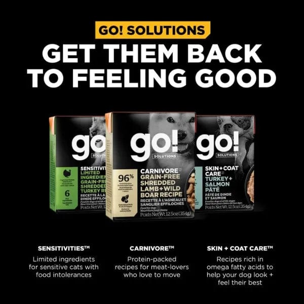 Go! Solutions Grain-Free Shredded Wet Dog Food with Premium Grass-Fed Lamb + Wild Boar, 12.5oz