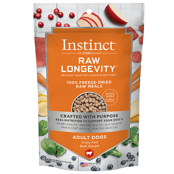 Instinct Premium Raw Longevity 100% Freeze - Dried Beef - Based Dog Food for Optimal Pet Health