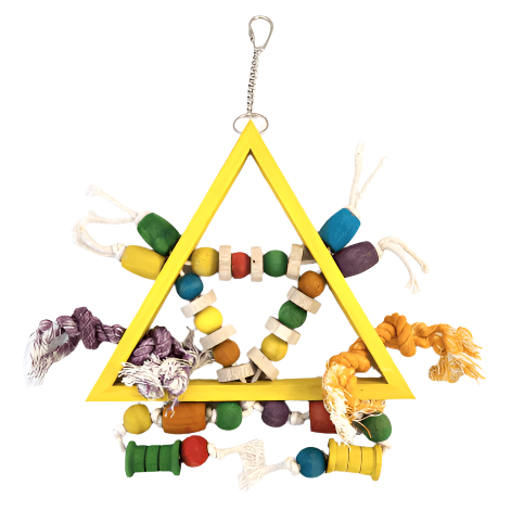 Colorful Triangle Wooden Bird Toy for Climbing, Chewing and Playing