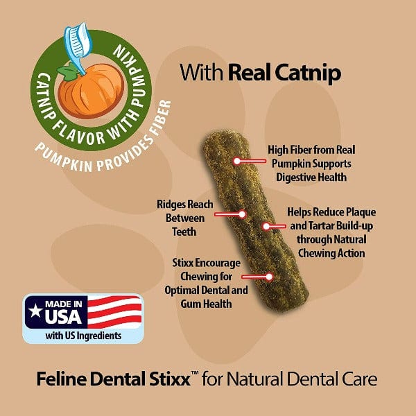 Emerald Pet Natural Feline Dental Treat Stixx with Catnip and Pumpkin for Cats