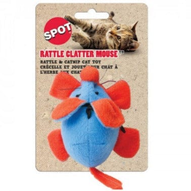 Plush Spot Rattle Clatter Catnip-Filled Cat Toy in the Shape of a Mouse