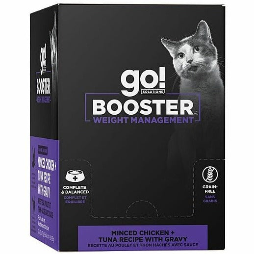 Go! Solutions Booster Wet Cat Food for Weight Management - Minced Chicken and Tuna with Gravy