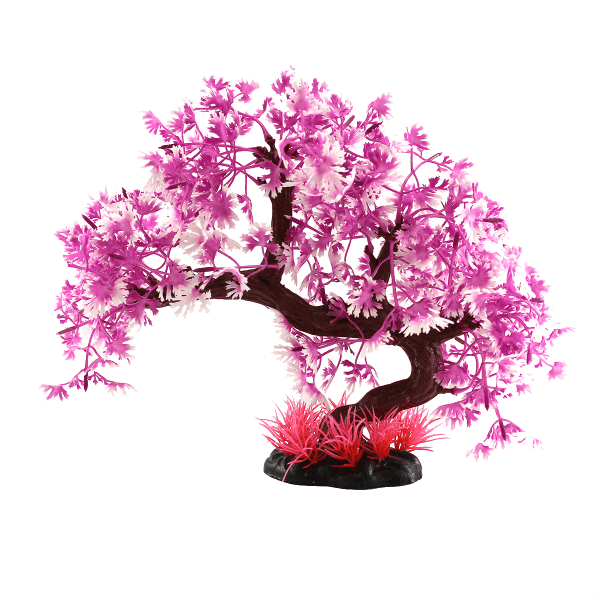 Fish Gear Artificial Cherry Blossom Tree Plastic Aquarium Decorative Plant