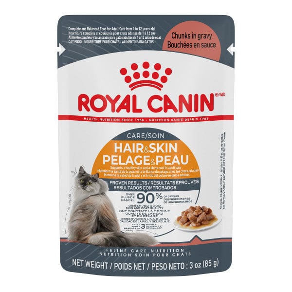 Royal Canin Adult Cat Food Pouch: Hair & Skin Care with Gravy Chunks