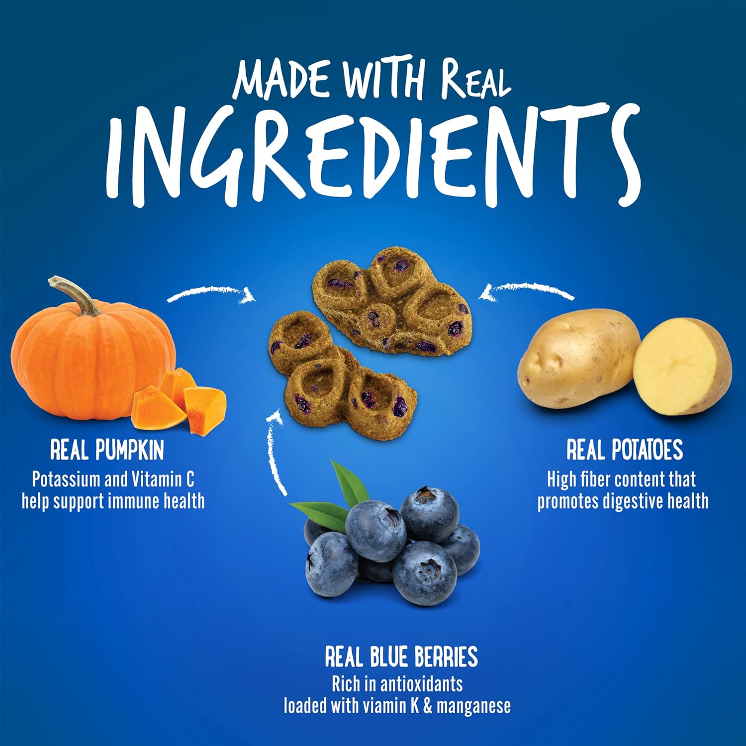 Fruitables Premium Biggies Dog Treats with Pumpkin and Blueberries