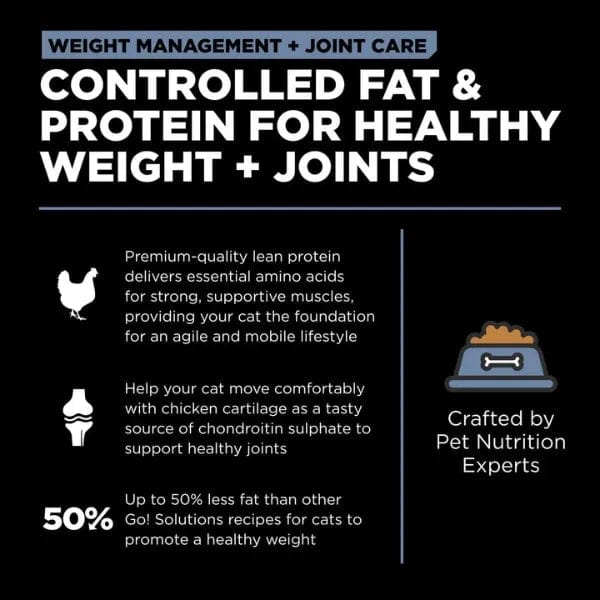 Premium Grain-Free Dry Cat Food for Weight Management and Joint Care with Chicken Recipe, 8 lb Package