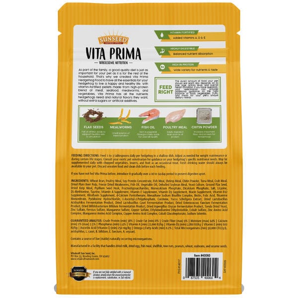 Sunseed Vita Prima Premium Hedgehog Nutrition Food for a Happy and Healthy Life