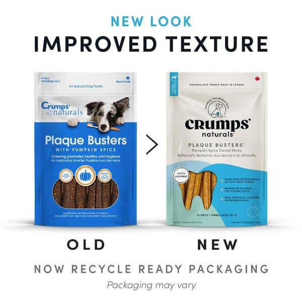 Crumps' Naturals Pumpkin Spice Flavored Dental Chews for Dogs - Plaque and Tartar Busters