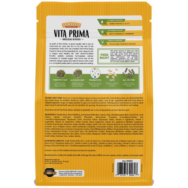 Sunseed Vita Prima High - Fiber Pellet Diet for Degus