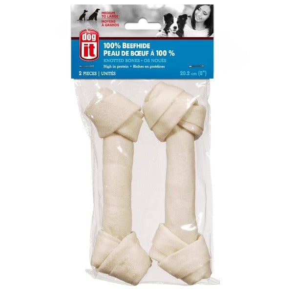 Dogit Premium White Beefhide Knotted Chew Bones for Canines