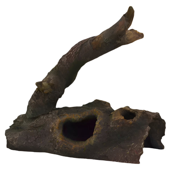 Repti Gear Reptile Hideout with Authentic Tree Trunk Design and Built - in Cave