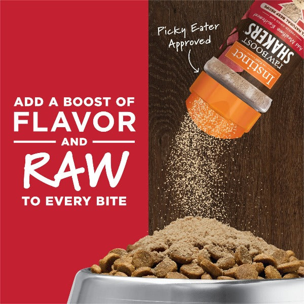 Instinct Raw Boost Shakers Premium Beef Recipe Dog Food Topping for a Nutritious Meal Enhancement