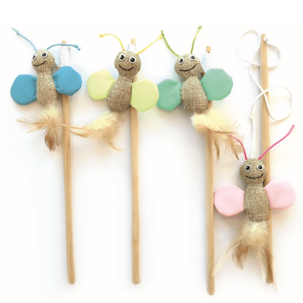 M-PETS Interactive Cat Wand Toy with Play Butterfly Design