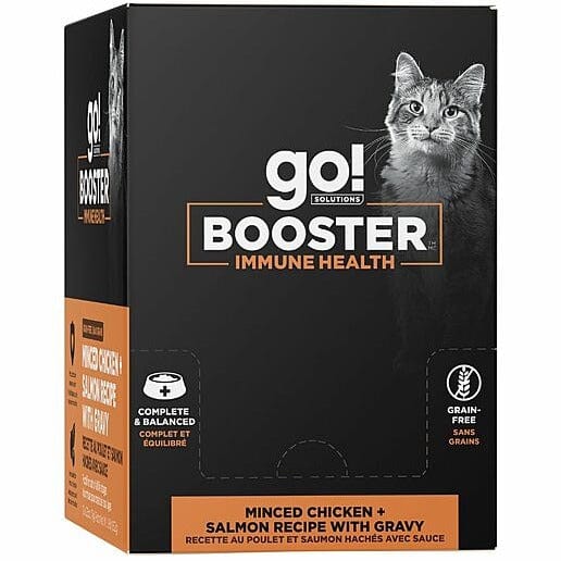 Go! Solutions Immune Booster Wet Cat Food: Minced Chicken + Salmon with Gravy
