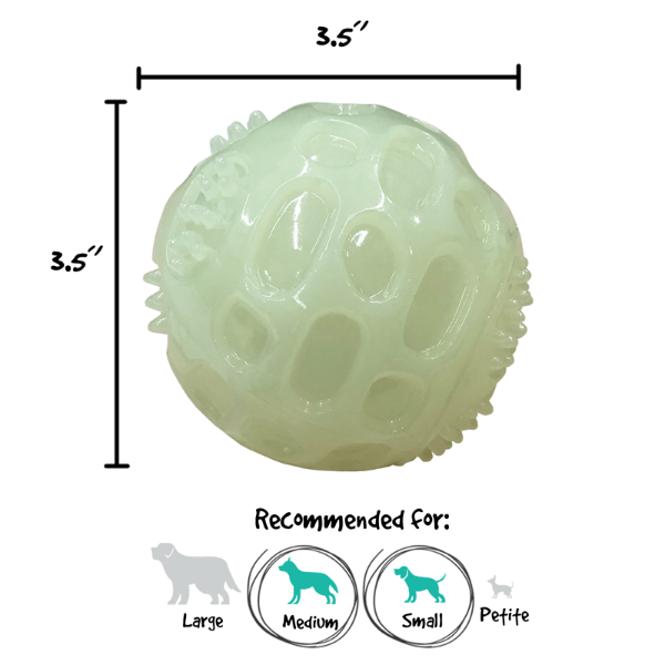 Gnawsome Glowing Squeaker Ball for Small and Medium Dogs - 3.5'