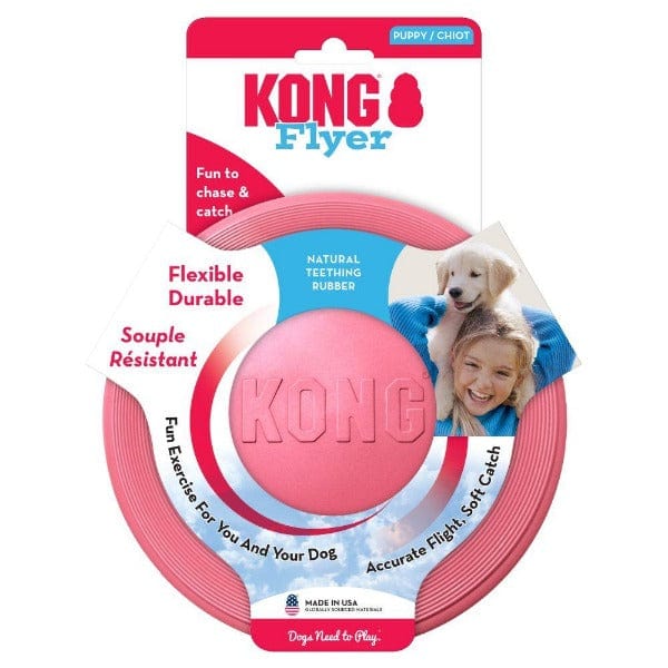 KONG Puppy Fetch Flyer Dog Toy - Ideal for Young Puppies Learning to Play Fetch