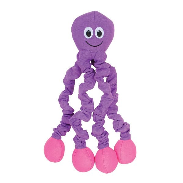 Soft and Stretchy Purple Octopus-Shaped Interactive Dog Chew Toy by Tender-Tuffs